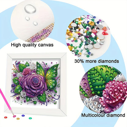 Rose Butterfly - Special Shaped Drill Diamond Painting 18*18CM