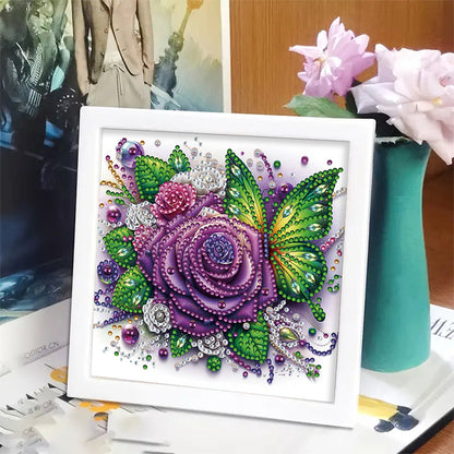 Rose Butterfly - Special Shaped Drill Diamond Painting 18*18CM
