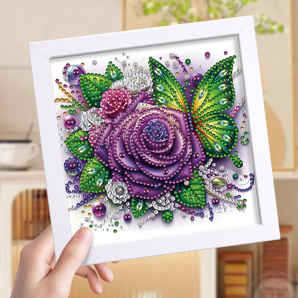 Rose Butterfly - Special Shaped Drill Diamond Painting 18*18CM