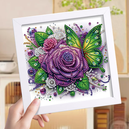 Rose Butterfly - Special Shaped Drill Diamond Painting 18*18CM