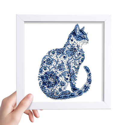 Blue Cat - Special Shaped Drill Diamond Painting 18*18CM