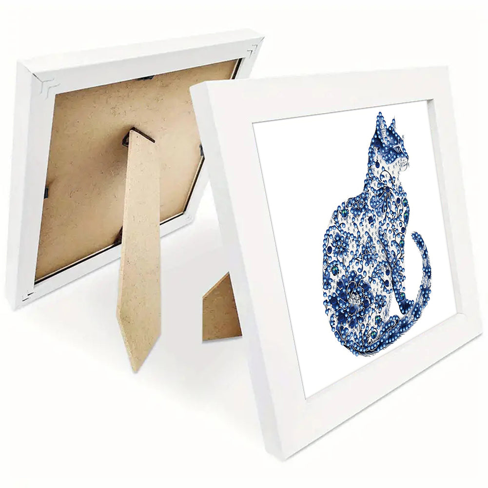 Blue Cat - Special Shaped Drill Diamond Painting 18*18CM