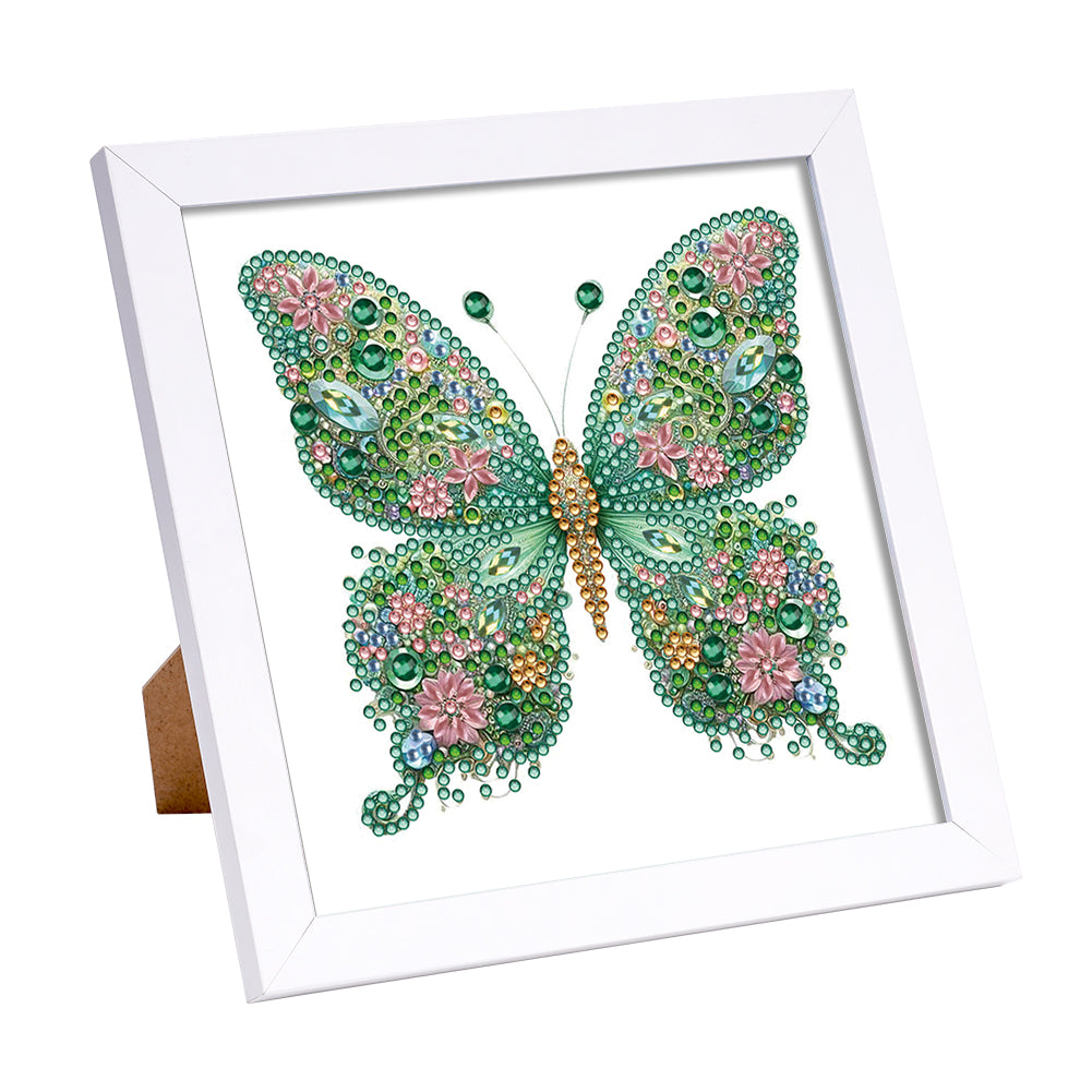 Green Butterfly - Special Shaped Drill Diamond Painting 18*18CM