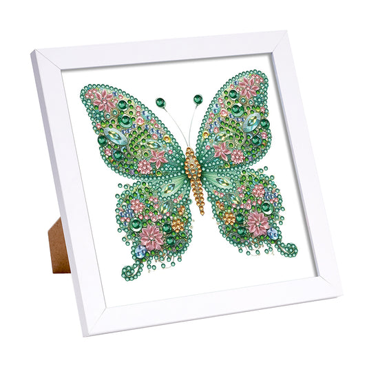 Green Butterfly - Special Shaped Drill Diamond Painting 18*18CM