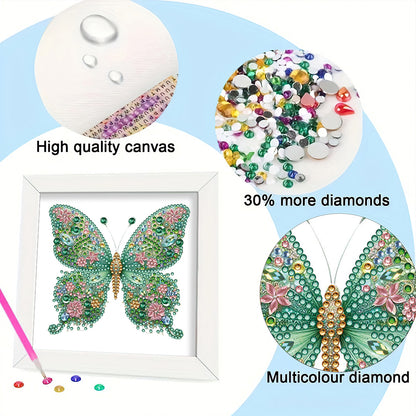 Green Butterfly - Special Shaped Drill Diamond Painting 18*18CM
