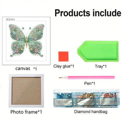 Green Butterfly - Special Shaped Drill Diamond Painting 18*18CM