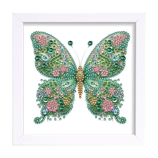 Green Butterfly - Special Shaped Drill Diamond Painting 18*18CM