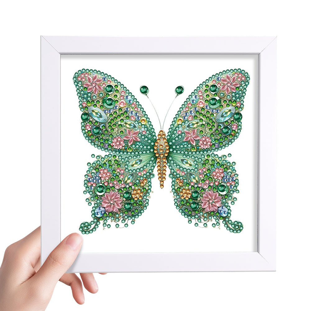 Green Butterfly - Special Shaped Drill Diamond Painting 18*18CM