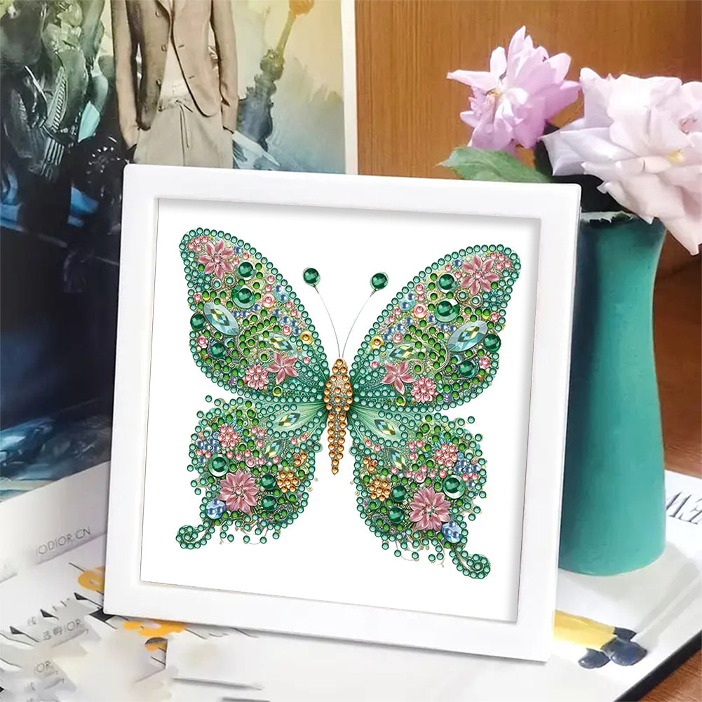 Green Butterfly - Special Shaped Drill Diamond Painting 18*18CM