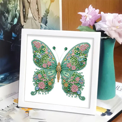 Green Butterfly - Special Shaped Drill Diamond Painting 18*18CM