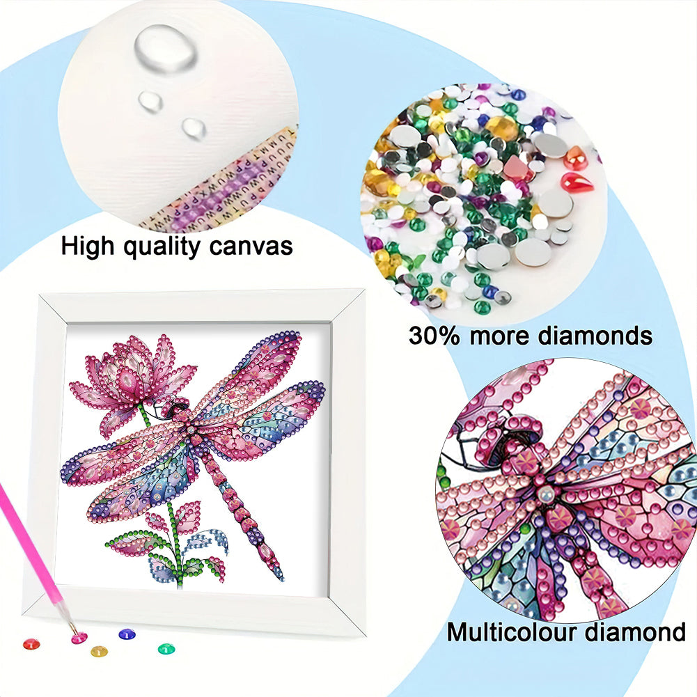 Pink Dragonfly - Special Shaped Drill Diamond Painting 18*18CM