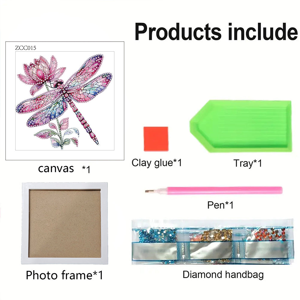 Pink Dragonfly - Special Shaped Drill Diamond Painting 18*18CM
