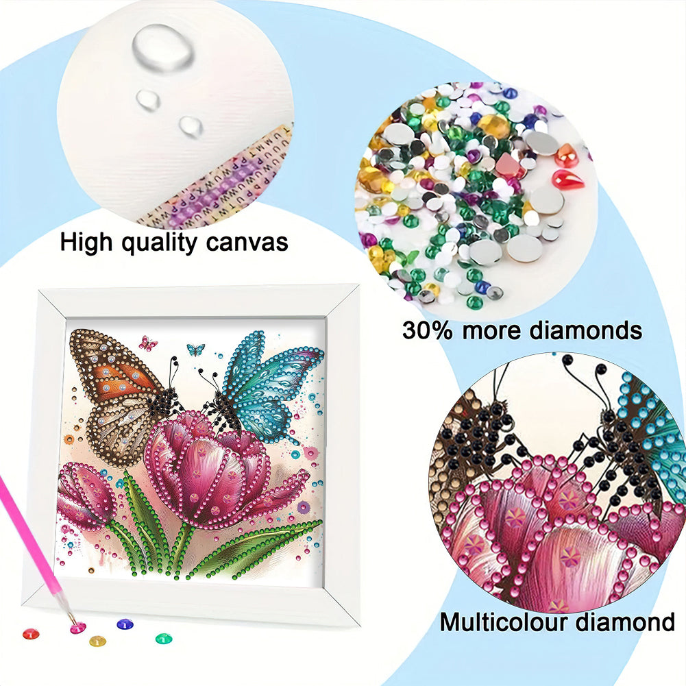 Butterfly Tulip - Special Shaped Drill Diamond Painting 18*18CM