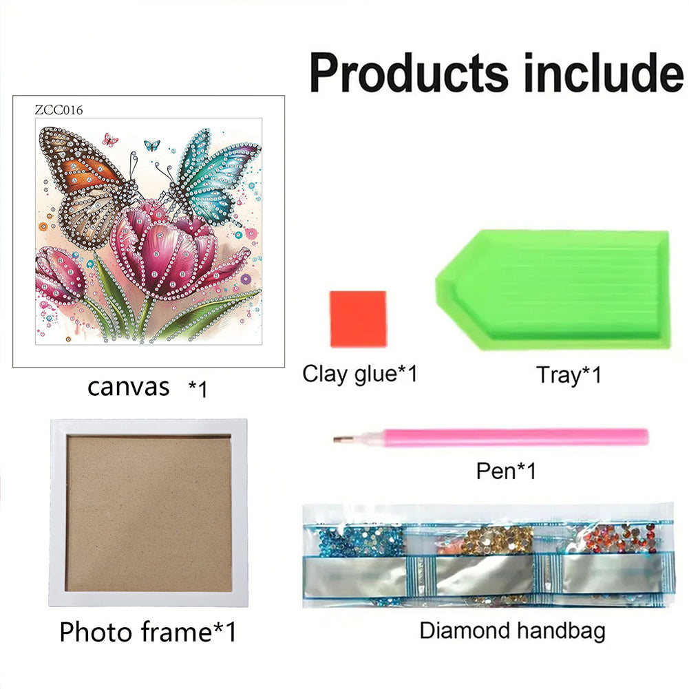 Butterfly Tulip - Special Shaped Drill Diamond Painting 18*18CM