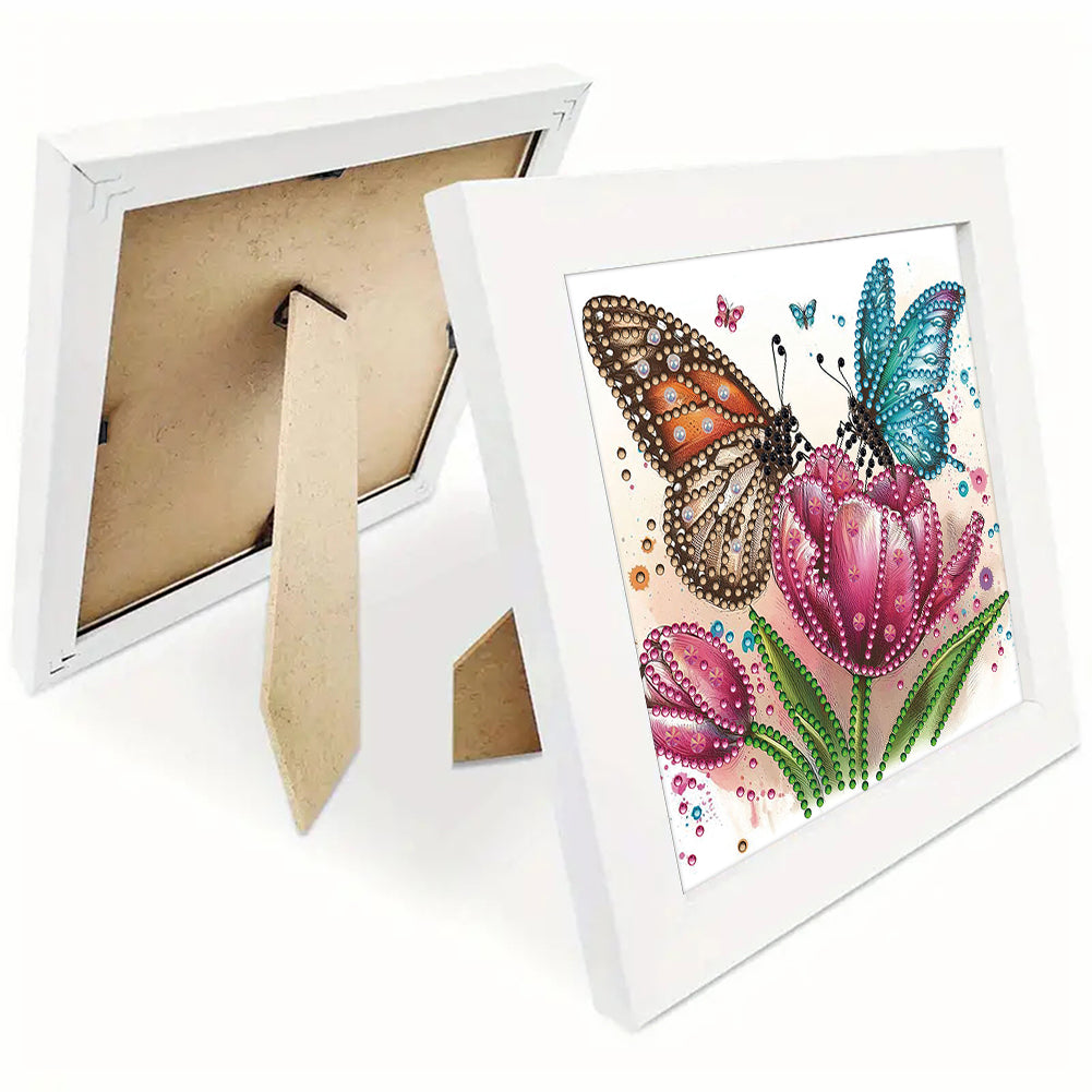 Butterfly Tulip - Special Shaped Drill Diamond Painting 18*18CM