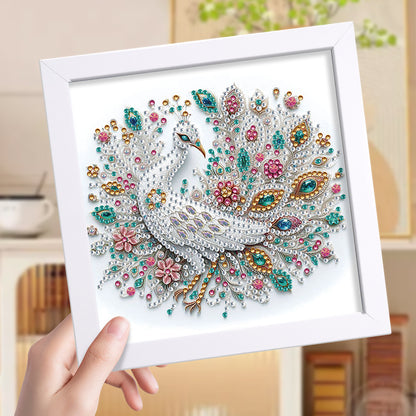 White Peacock - Special Shaped Drill Diamond Painting 18*18CM