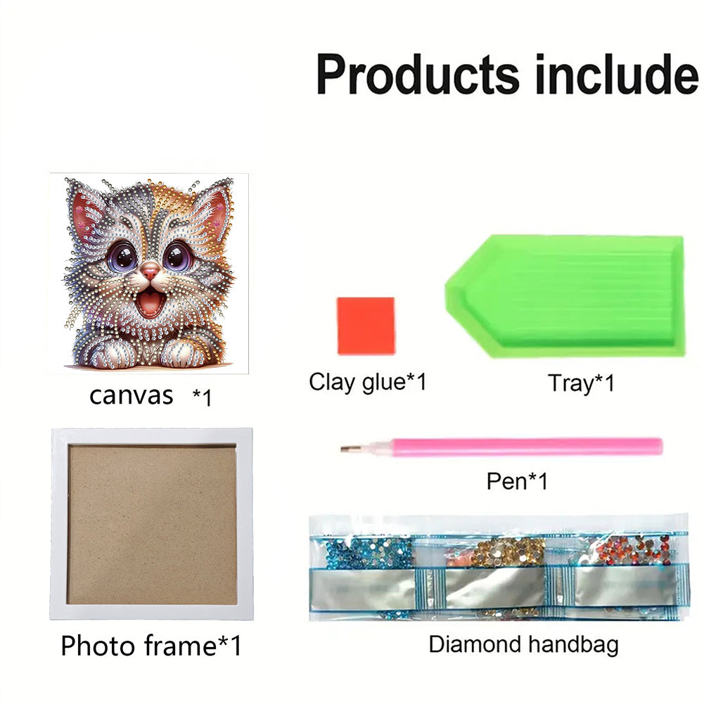 Happy Cat - Special Shaped Drill Diamond Painting 18*18CM