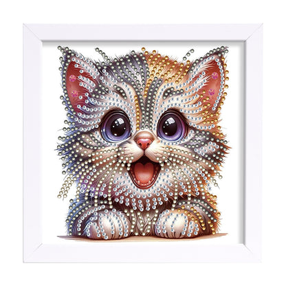 Happy Cat - Special Shaped Drill Diamond Painting 18*18CM
