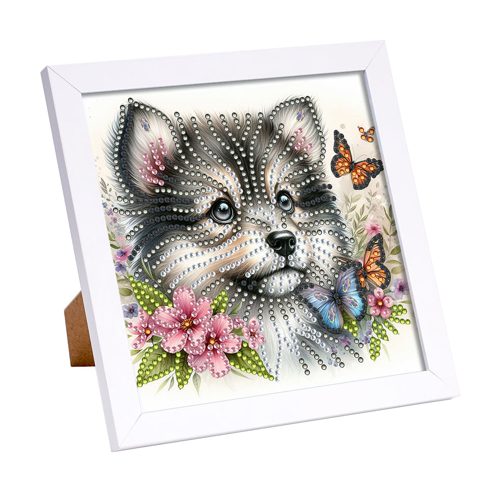 Butterfly Puppy - Special Shaped Drill Diamond Painting 18*18CM