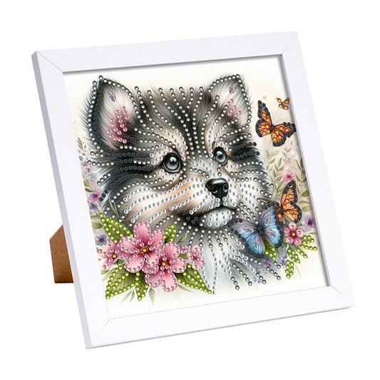 Butterfly Puppy - Special Shaped Drill Diamond Painting 18*18CM