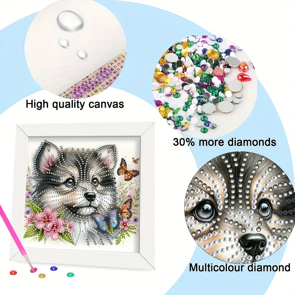 Butterfly Puppy - Special Shaped Drill Diamond Painting 18*18CM