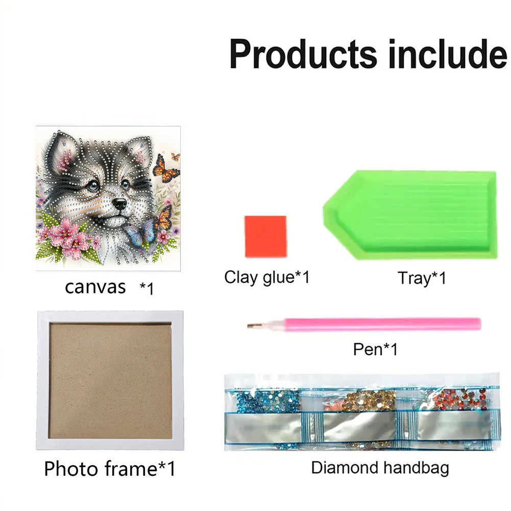 Butterfly Puppy - Special Shaped Drill Diamond Painting 18*18CM