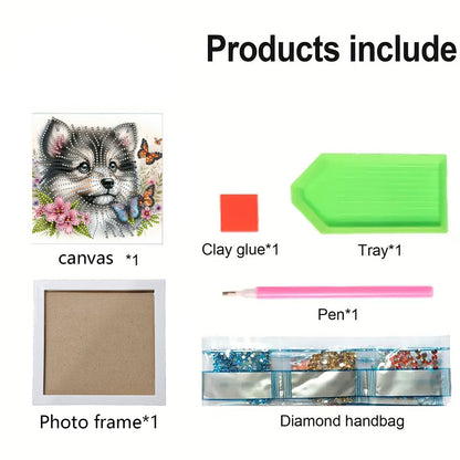 Butterfly Puppy - Special Shaped Drill Diamond Painting 18*18CM