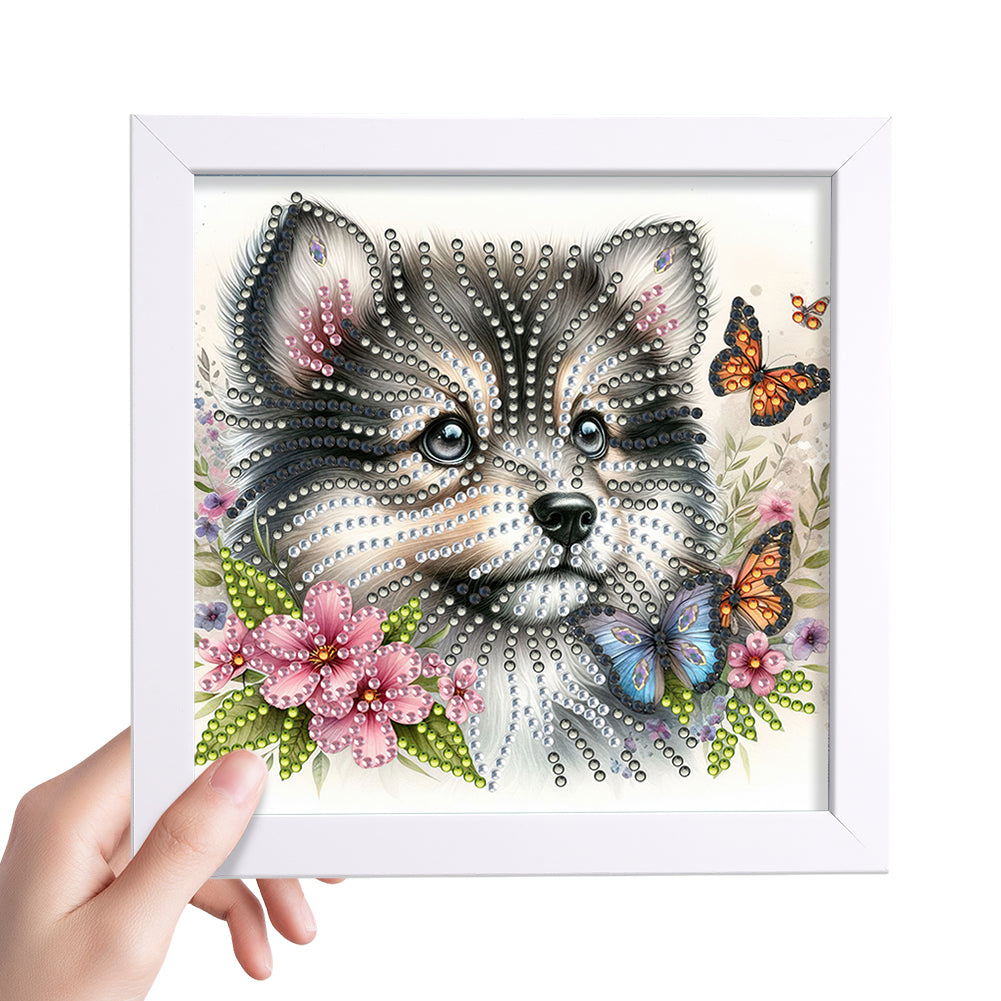 Butterfly Puppy - Special Shaped Drill Diamond Painting 18*18CM