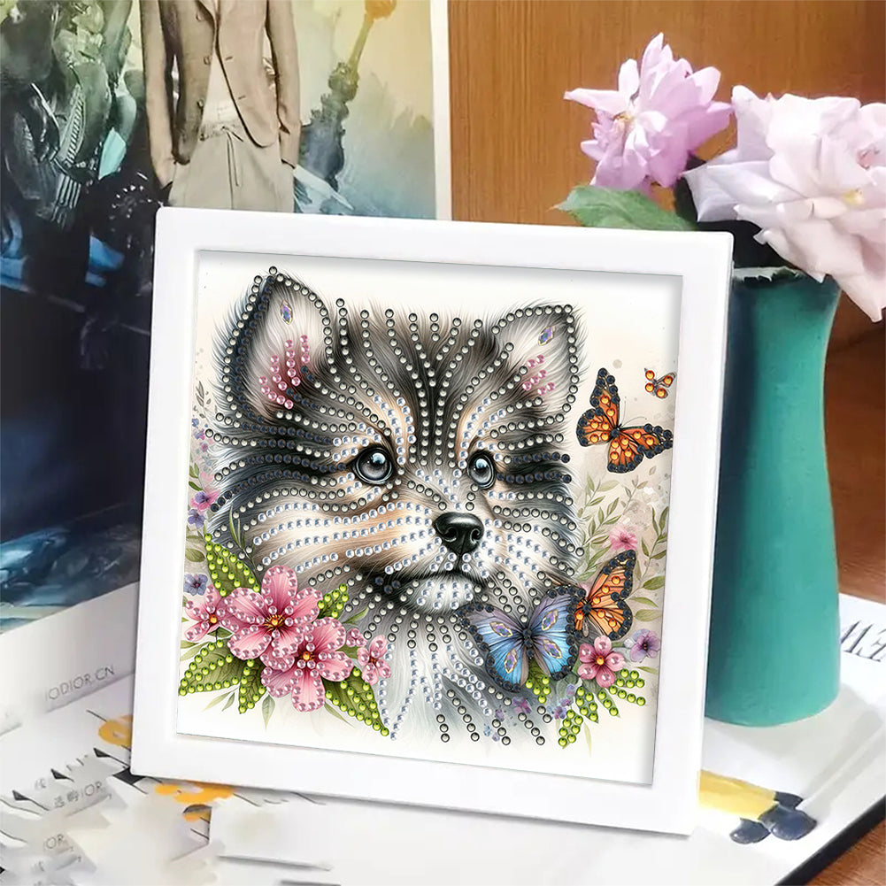 Butterfly Puppy - Special Shaped Drill Diamond Painting 18*18CM