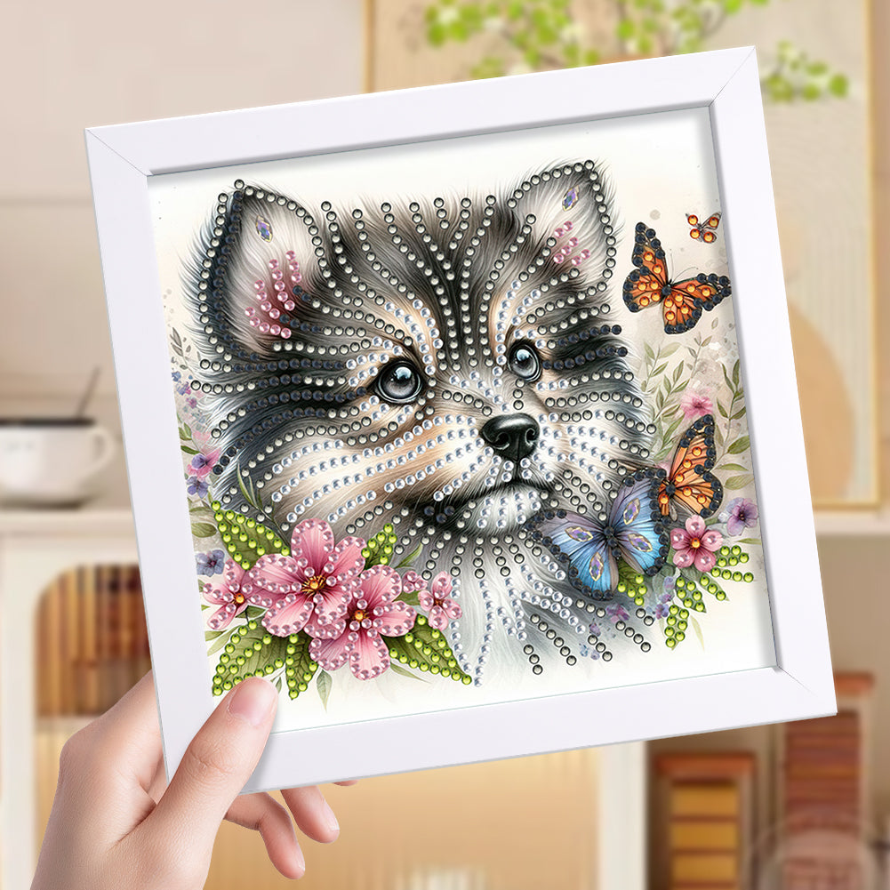 Butterfly Puppy - Special Shaped Drill Diamond Painting 18*18CM