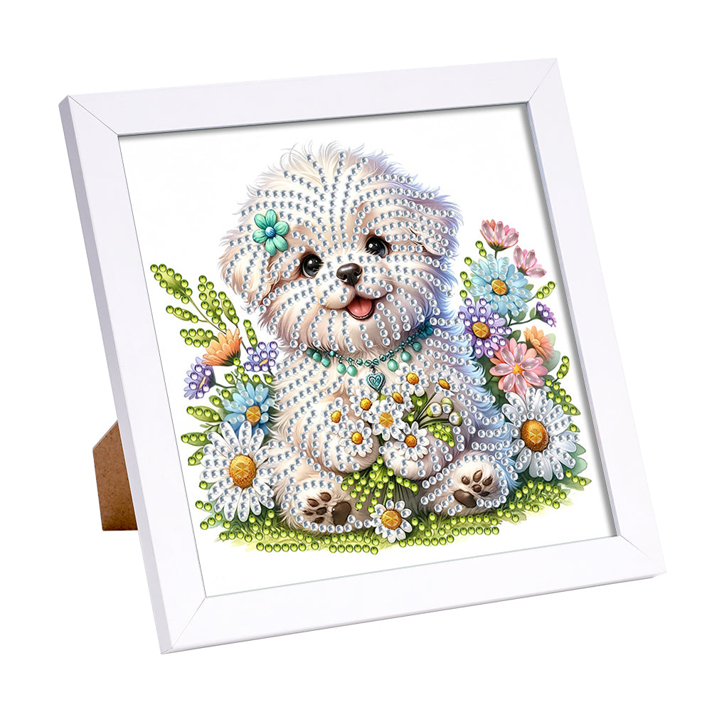 Little White Dog - Special Shaped Drill Diamond Painting 18*18CM