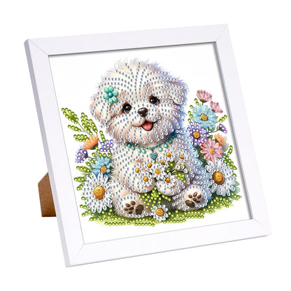 Little White Dog - Special Shaped Drill Diamond Painting 18*18CM