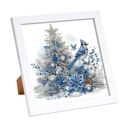 Christmas Blue Tit - Special Shaped Drill Diamond Painting 18*18CM