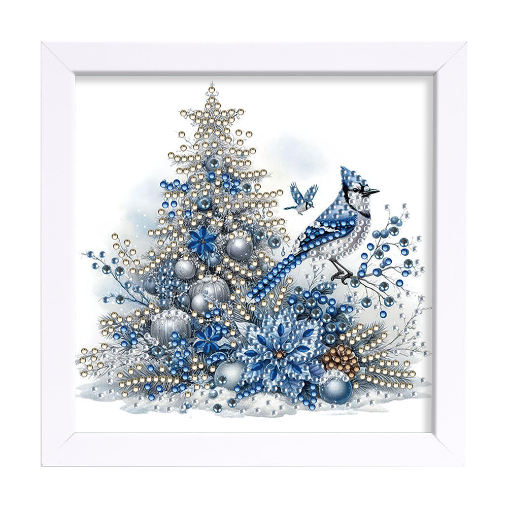 Christmas Blue Tit - Special Shaped Drill Diamond Painting 18*18CM