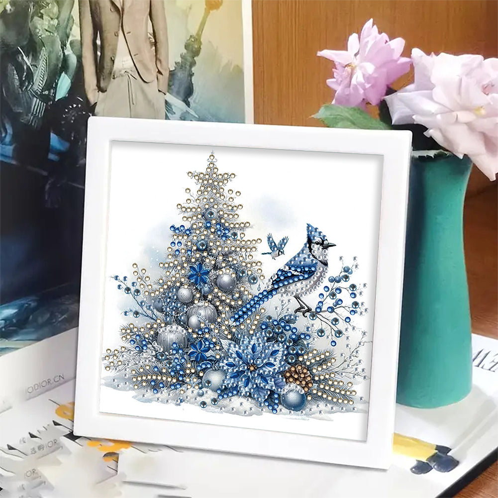 Christmas Blue Tit - Special Shaped Drill Diamond Painting 18*18CM