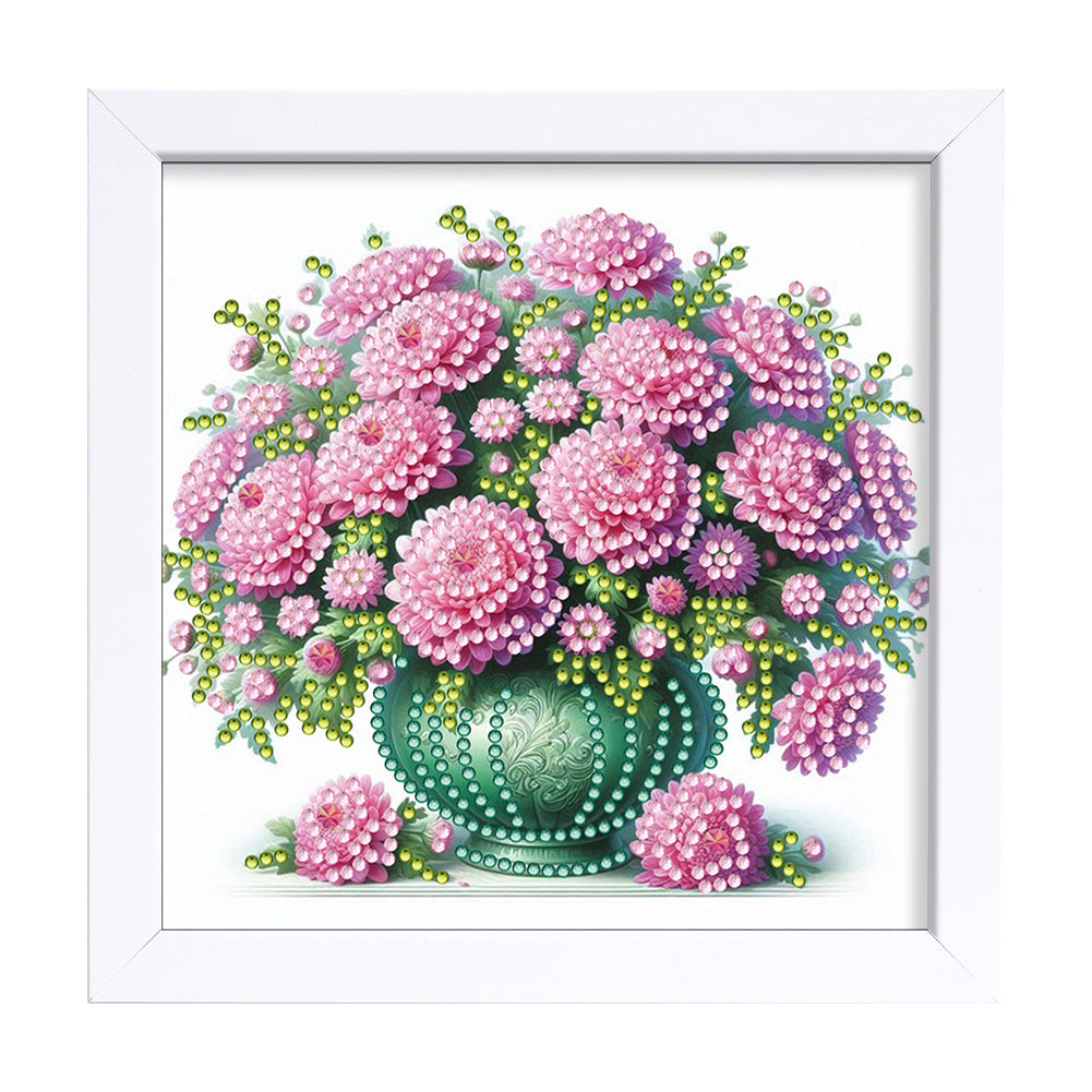 Pink Flower - Special Shaped Drill Diamond Painting 18*18CM