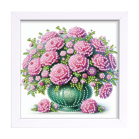 Pink Flower - Special Shaped Drill Diamond Painting 18*18CM