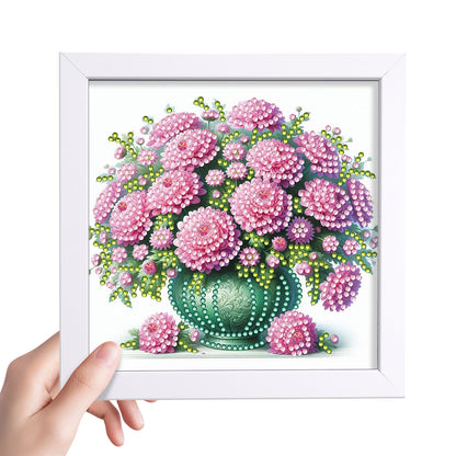 Pink Flower - Special Shaped Drill Diamond Painting 18*18CM