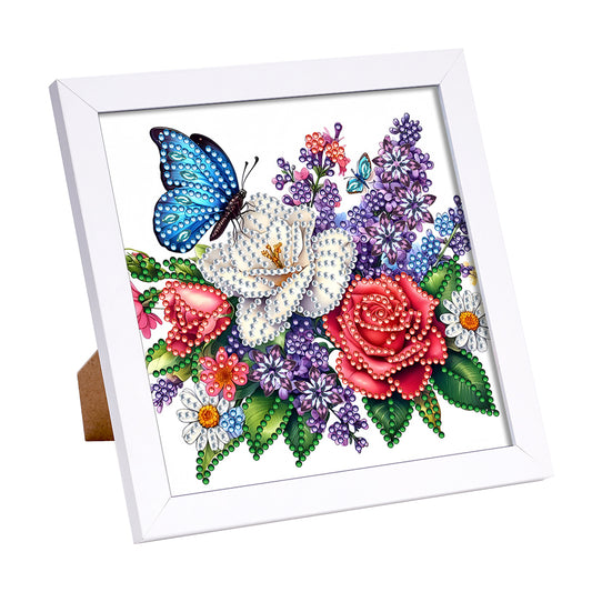 Butterfly Flower - Special Shaped Drill Diamond Painting 18*18CM