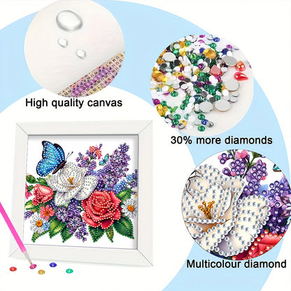 Butterfly Flower - Special Shaped Drill Diamond Painting 18*18CM
