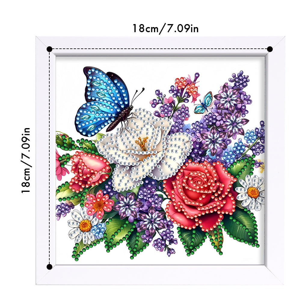 Butterfly Flower - Special Shaped Drill Diamond Painting 18*18CM