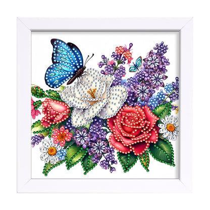 Butterfly Flower - Special Shaped Drill Diamond Painting 18*18CM