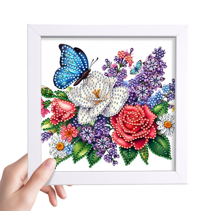 Butterfly Flower - Special Shaped Drill Diamond Painting 18*18CM