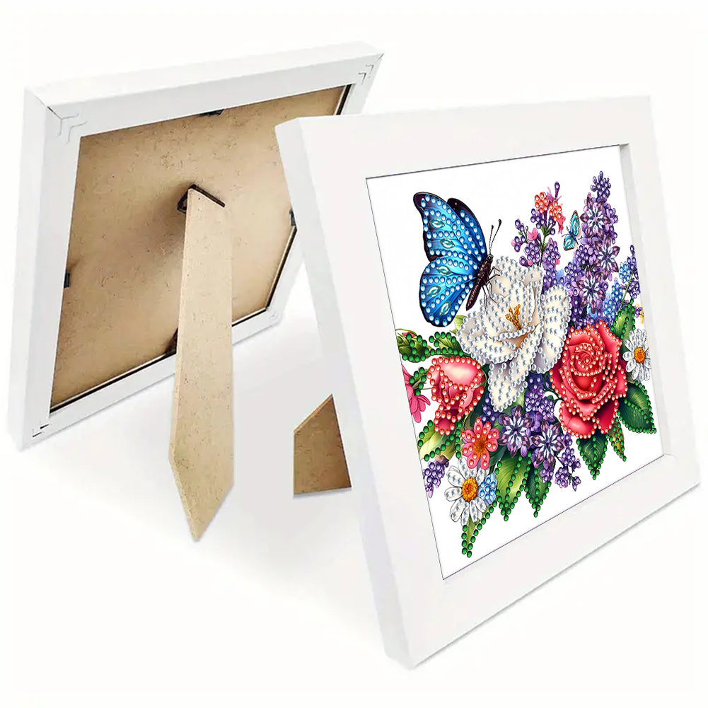 Butterfly Flower - Special Shaped Drill Diamond Painting 18*18CM