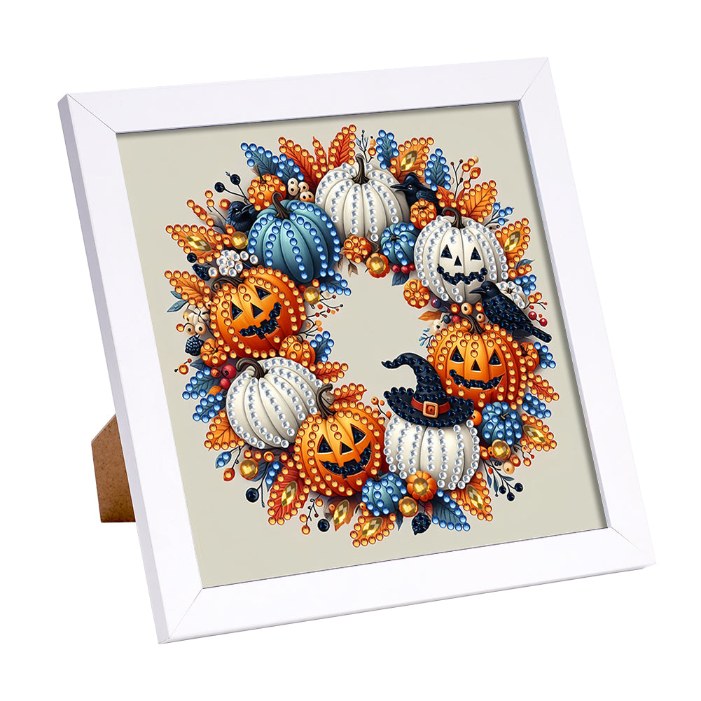 Halloween Pumpkin Wreath - Special Shaped Drill Diamond Painting 18*18CM