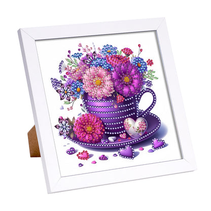 Cup Flower - Special Shaped Drill Diamond Painting 18*18CM