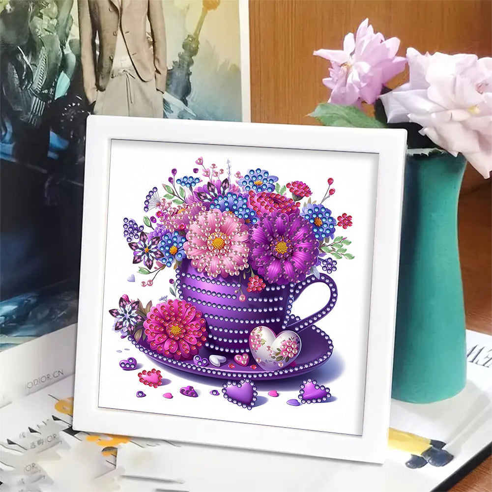 Cup Flower - Special Shaped Drill Diamond Painting 18*18CM