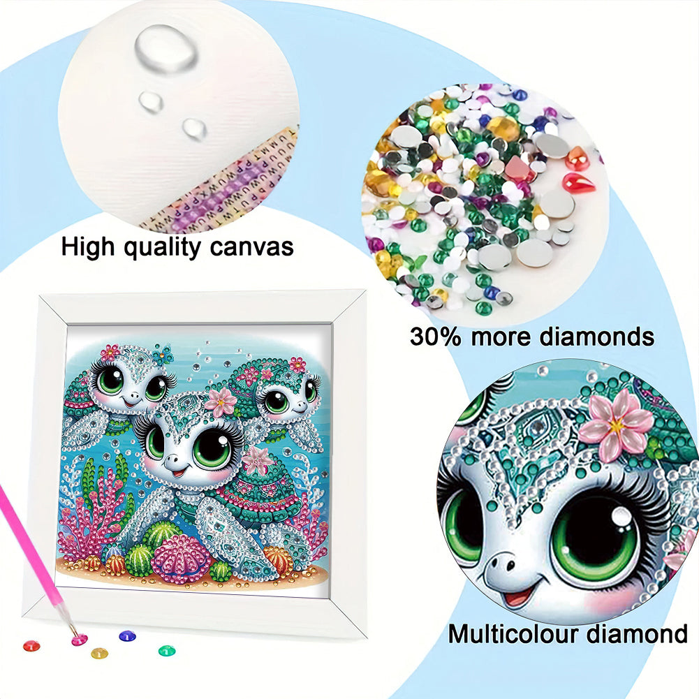 Three Turtles - Special Shaped Drill Diamond Painting 18*18CM