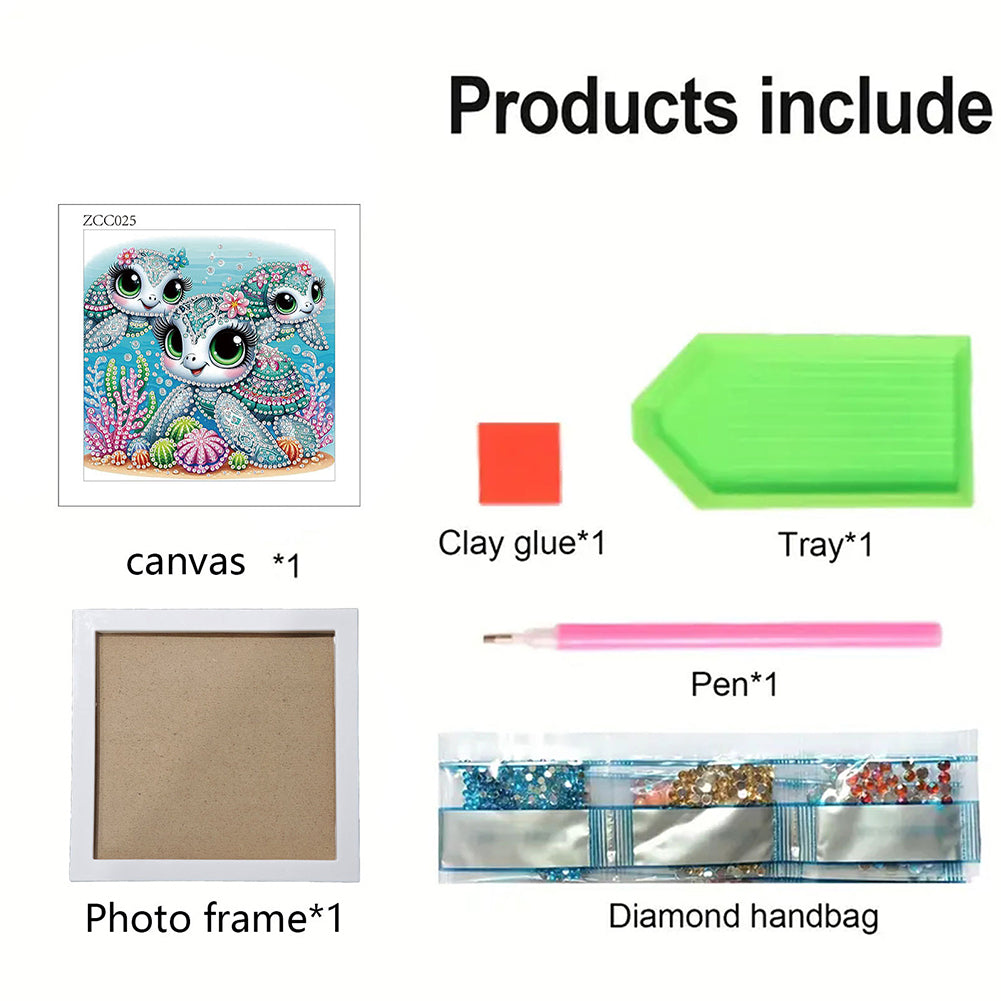 Three Turtles - Special Shaped Drill Diamond Painting 18*18CM