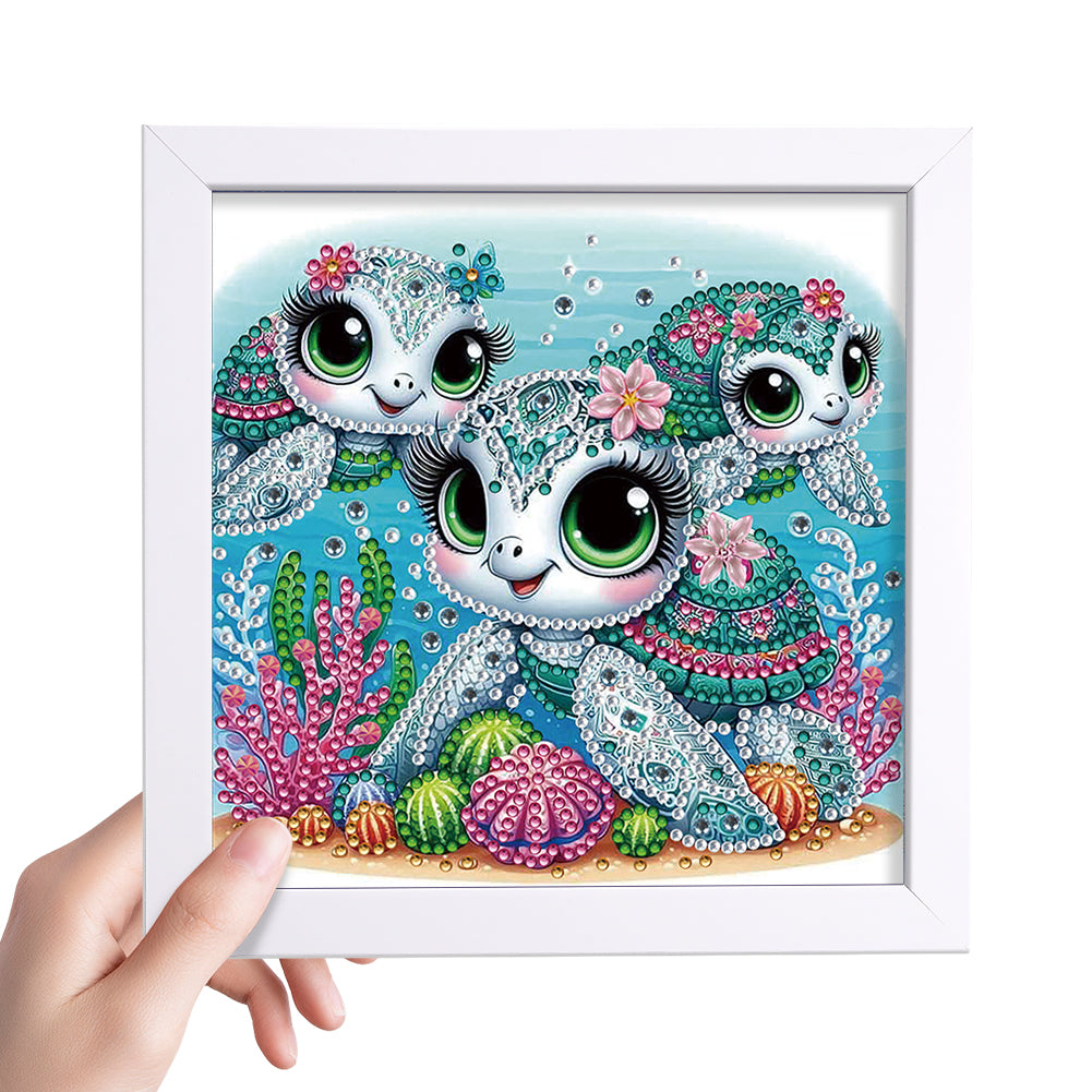 Three Turtles - Special Shaped Drill Diamond Painting 18*18CM
